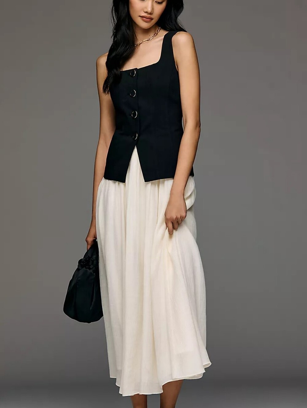 NWT Anthropologie Moon River Square-Neck Vest Twofer Dress